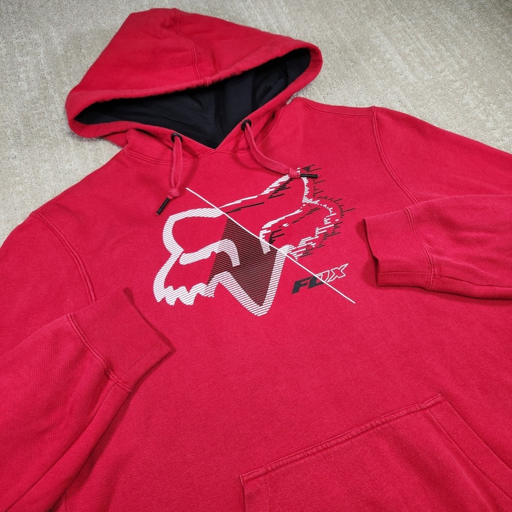 Vintage Fox Racing Hoodie Men‎ Medium Y2K Motocross Motorcycles Red Spellout